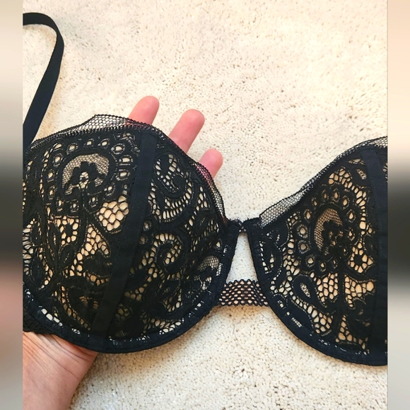 Victoria's Secret Other - NWOT Victoria's Secret Balconette Black Lace Bra, size 34D, black and tan